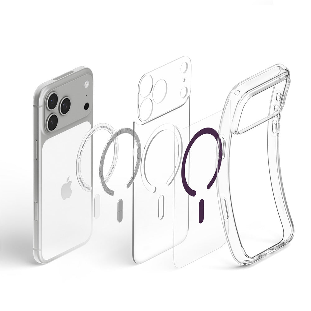 Etui MagSafe do Apple iPhone 18 Pro / 17 Pro, Spigen, Ultra Hybrid, przezroczyste w kolorze wiśniowym ACS12335