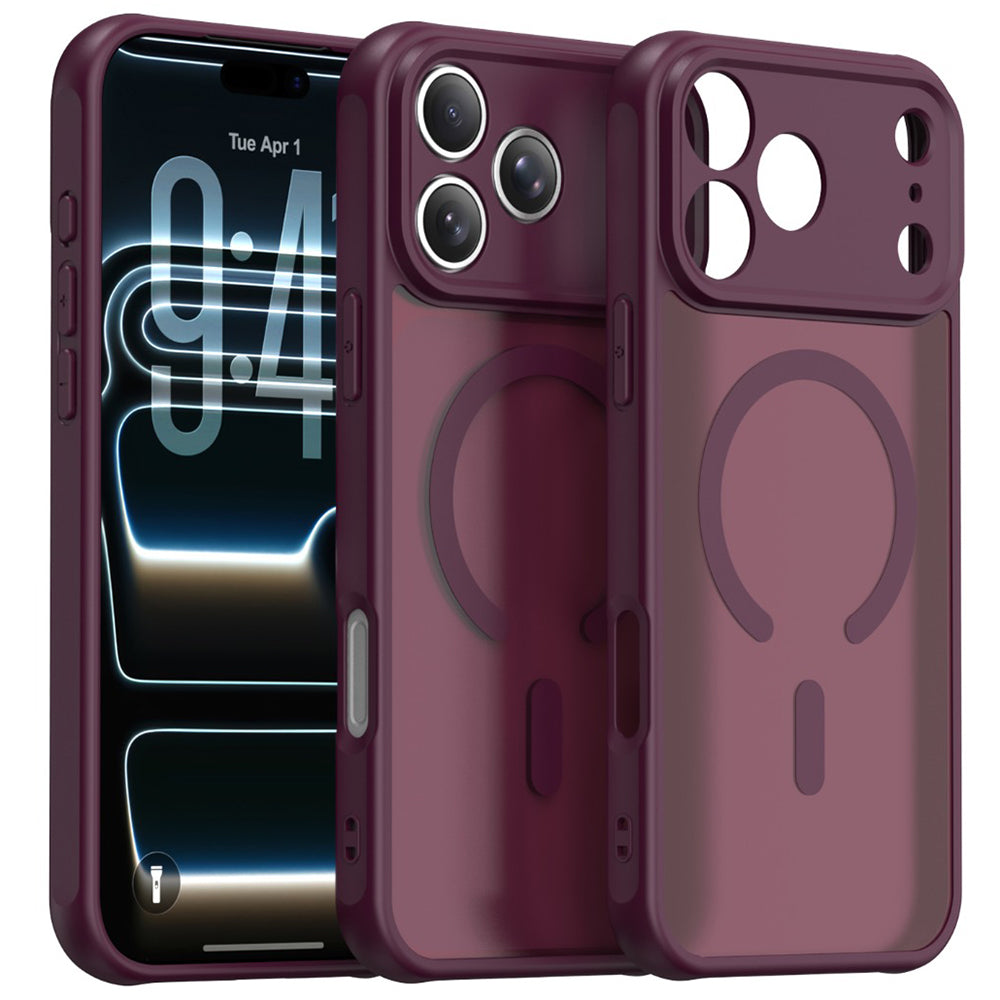 MagSafe Case for Apple iPhone 18 Pro / 17 Pro, Techsuit, HaloFrost II, Dark Burgundy