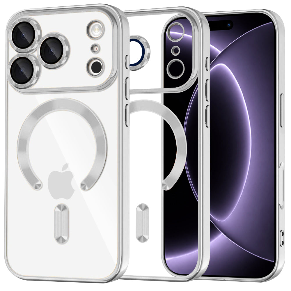 Etui MagSafe do Apple iPhone 18 Pro / 17 Pro, Techsuit, Luxury Crystal, Srebrne