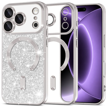 Etui MagSafe do Apple iPhone 18 Pro / 17 Pro, Techsuit, Luxury Glitter, Srebrne