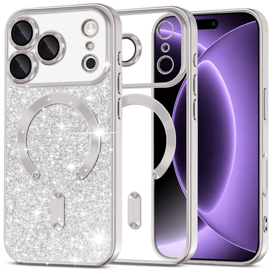 Etui MagSafe do Apple iPhone 18 Pro / 17 Pro, Techsuit, Luxury Glitter, Srebrne