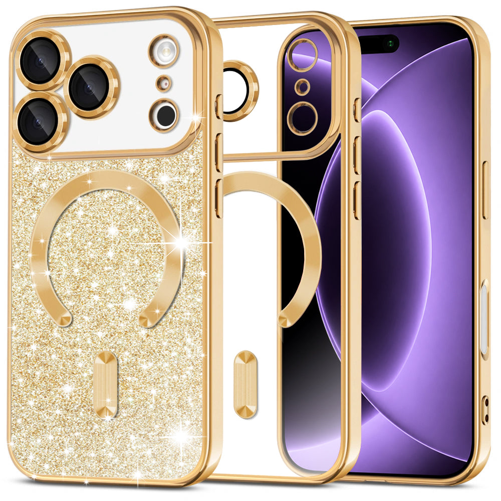 Etui MagSafe do Apple iPhone 18 Pro / 17 Pro, Techsuit, Luxury Glitter, Złote