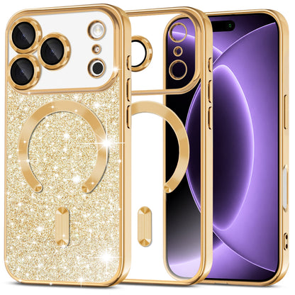Etui MagSafe do Apple iPhone 18 Pro / 17 Pro, Techsuit, Luxury Glitter, Złote