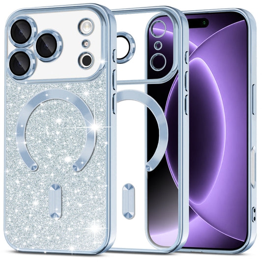 Etui MagSafe do Apple iPhone 18 Pro / 17 Pro, Techsuit, Luxury Glitter, Bleu