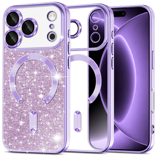 Etui MagSafe do Apple iPhone 18 Pro / 17 Pro, Techsuit, Luxury Glitter, Jasny Fiolet