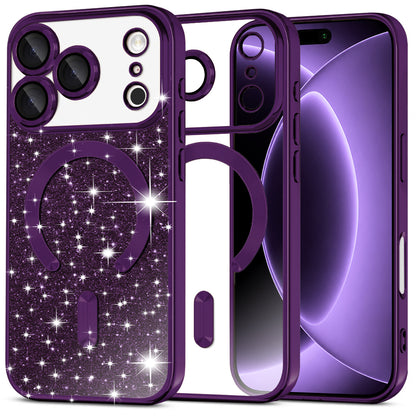 Etui MagSafe do Apple iPhone 18 Pro / 17 Pro, Techsuit, Luxury Glitter, Ciemny Fiolet