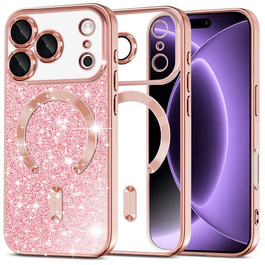 Etui MagSafe do Apple iPhone 18 Pro / 17 Pro, Techsuit, Luxury Glitter, Różowe Złoto