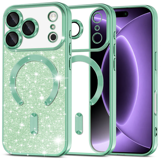 Etui MagSafe do Apple iPhone 18 Pro / 17 Pro, Techsuit, Luxury Glitter, Jasnozielony