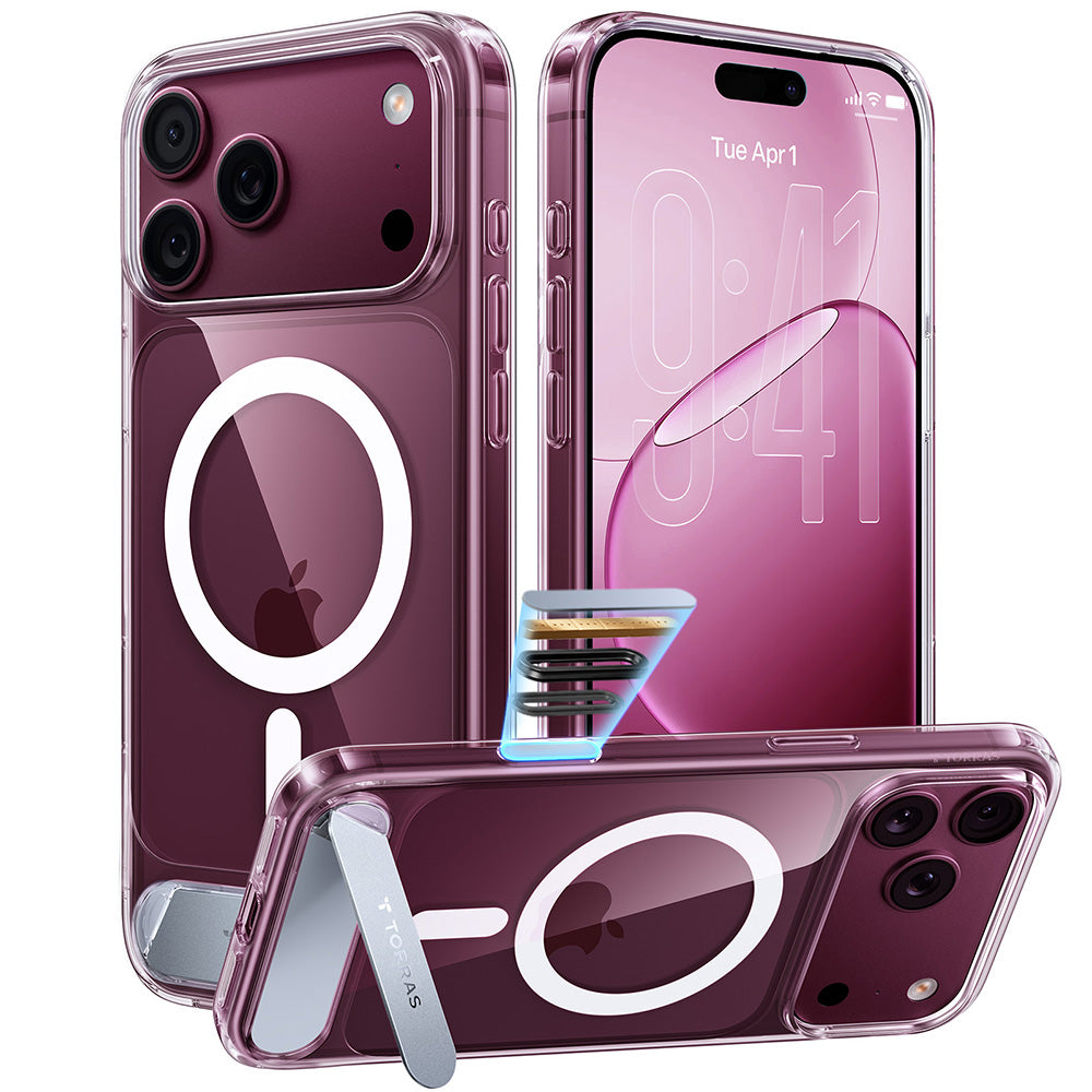 Etui MagSafe dla Apple iPhone 18 Pro / 17 Pro, Torras, Ostand L1 Guardian, Przezroczyste