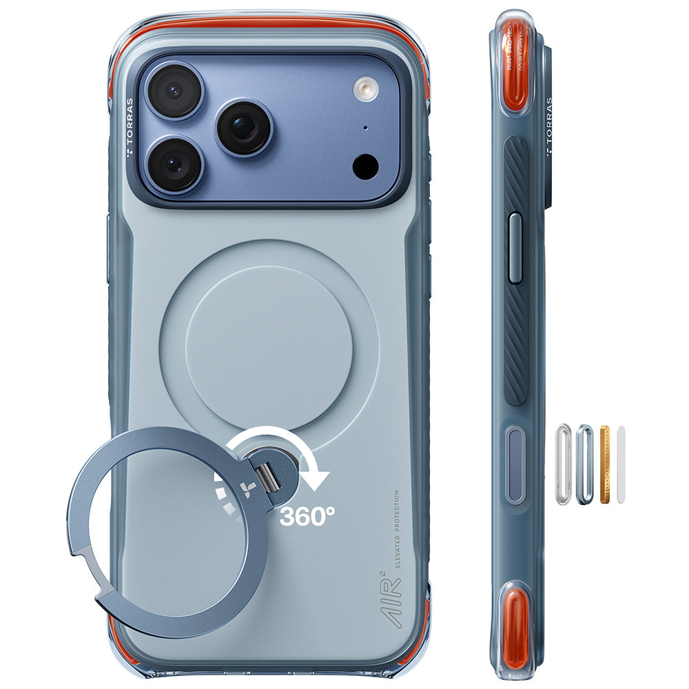 Etui MagSafe do Apple iPhone 18 Pro / 17 Pro, Torras, Ostand Q3 Air Pro, Niebieski