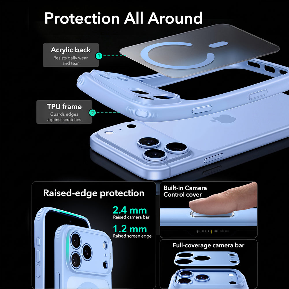Etui MagSafe dla Apple iPhone 18 Pro, ESR, Classic Hybrid, Niebieski Satynowy
