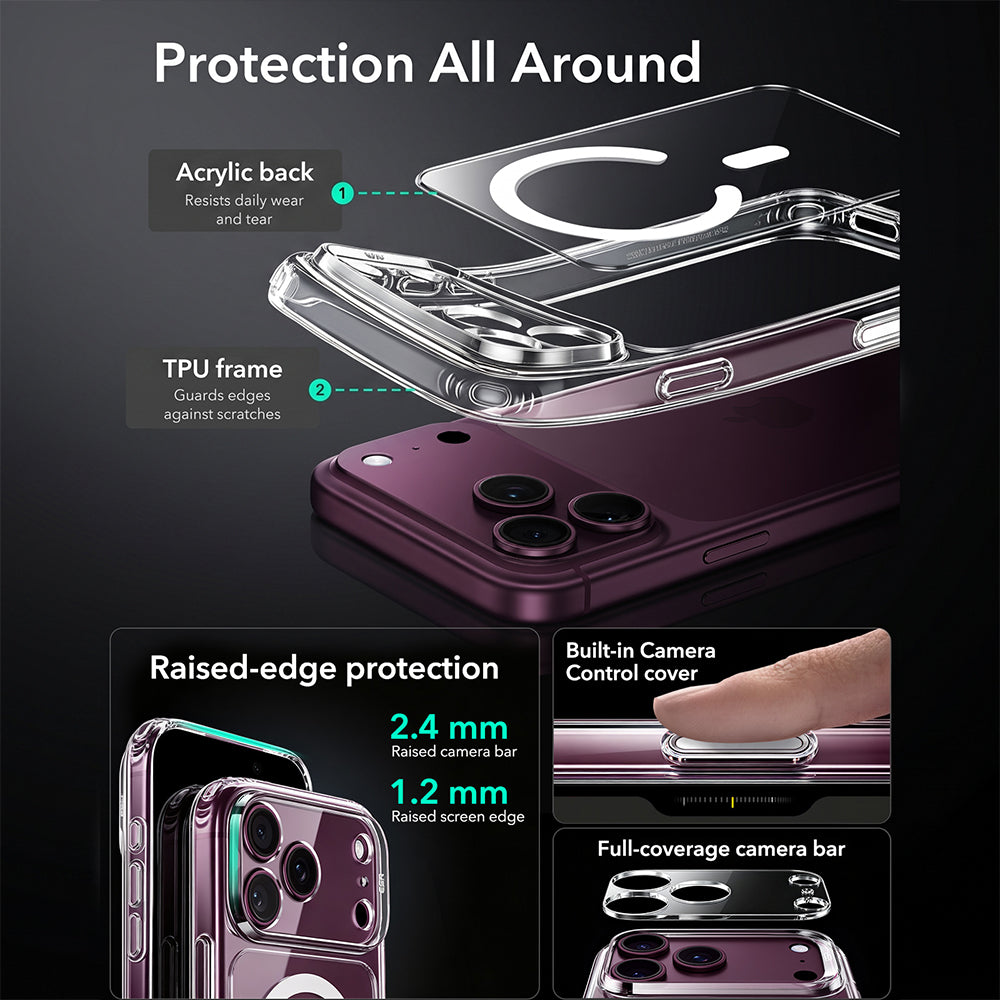 Etui MagSafe dla Apple iPhone 18 Pro, ESR, Classic Hybrid, Przezroczyste