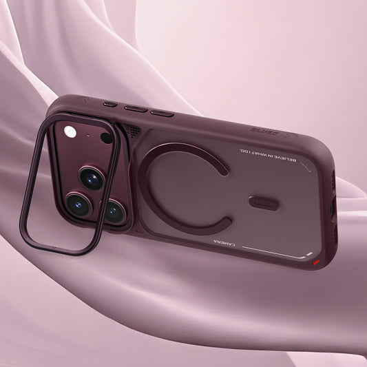 MagSafe Case for Apple iPhone 18 Pro Max / 17 Pro Max, Blueo, Heat Dissipation Stand, Satin Burgundy