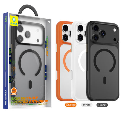 Etui MagSafe do Apple iPhone 18 Pro Max / 17 Pro Max, Blueo, przyjazny dla skóry, odporny na upadki, satynowy pomarańczowy