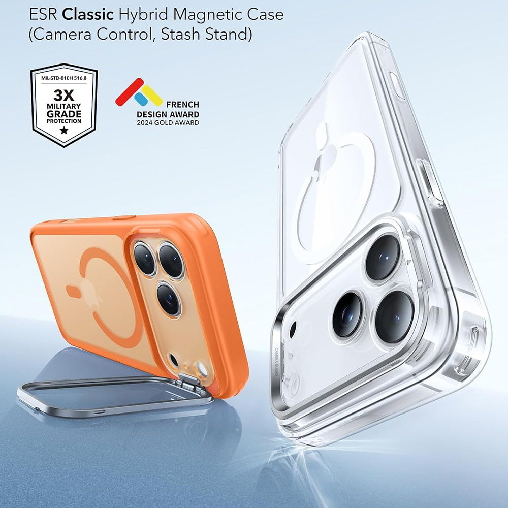 Etui MagSafe do Apple iPhone 18 Pro Max / 17 Pro Max, ESR, Classic Hybrid Kickstand, Pomarańczowy Satynowy