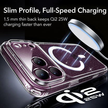 MagSafe Case for Apple iPhone 18 Pro Max / 17 Pro Max, ESR, Classic Hybrid Shimmer, Transparent