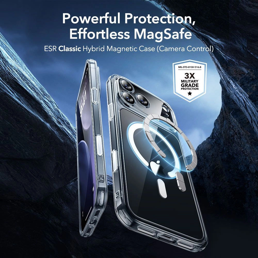Etui MagSafe do Apple iPhone 18 Pro Max / 17 Pro Max, ESR, Classic Hybrid z ochroną ekranu, przezroczyste