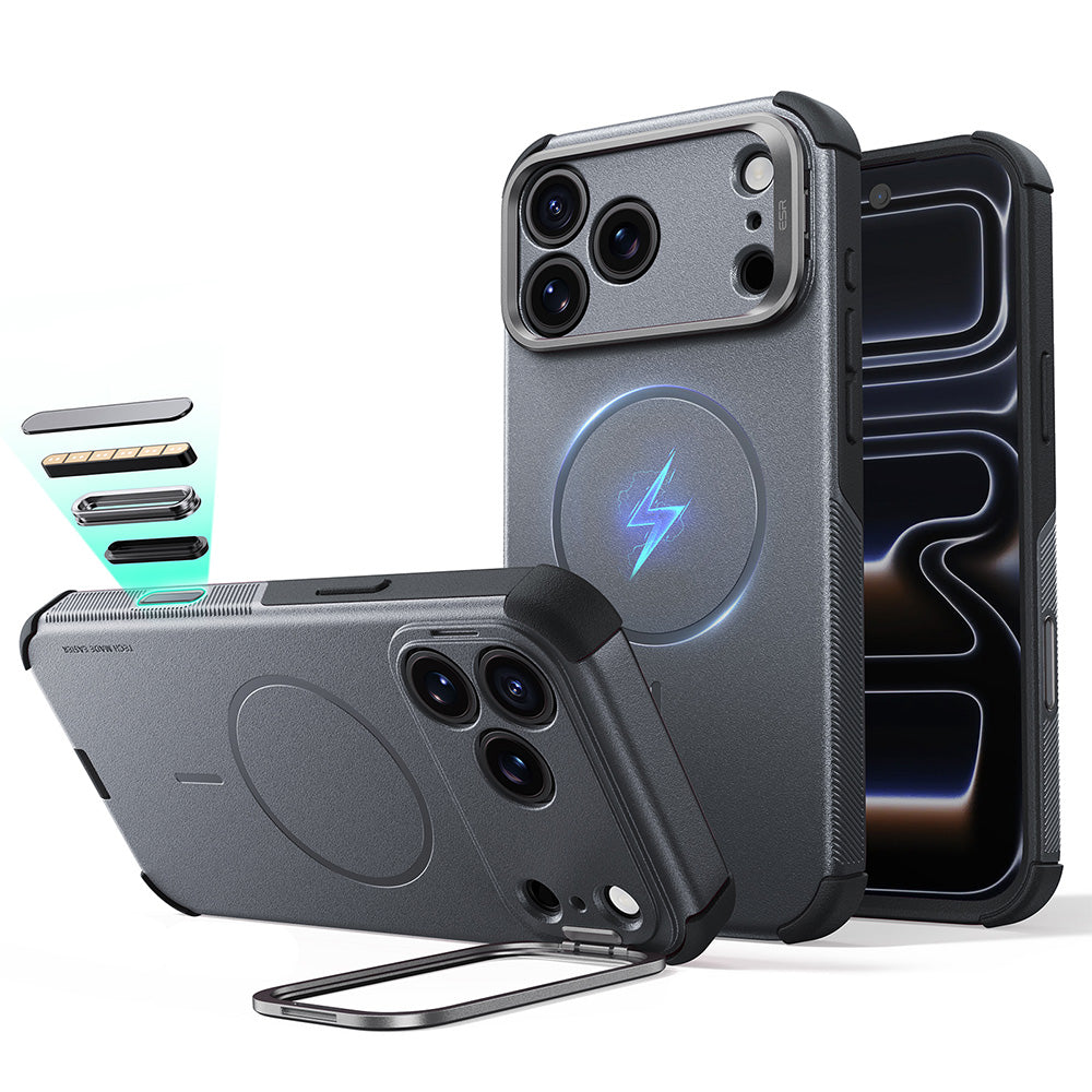 Etui MagSafe do Apple iPhone 18 Pro Max / 17 Pro Max, ESR, Cyber Armor Kickstand, Szary