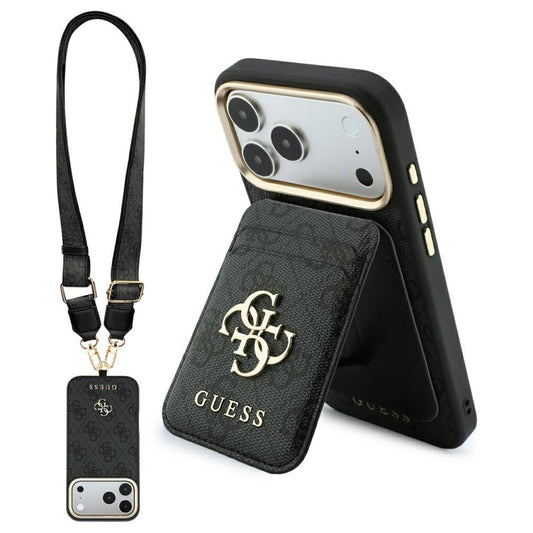 Etui MagSafe do Apple iPhone 18 Pro Max / 17 Pro Max, Guess, 4G Cardslot & Big Strap, czarne