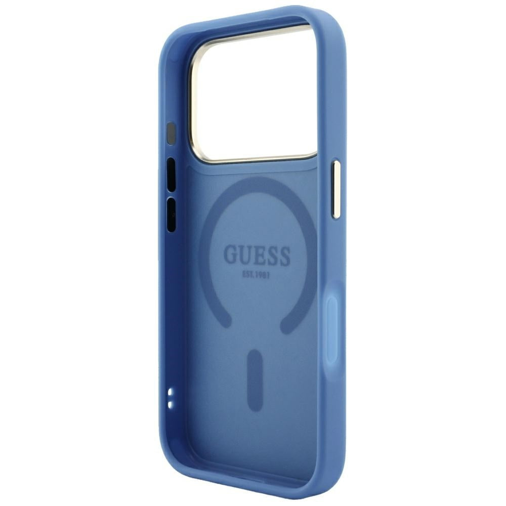 Etui MagSafe do Apple iPhone 18 Pro Max / 17 Pro Max, Guess, 4G Embossed Classic, Niebieskie