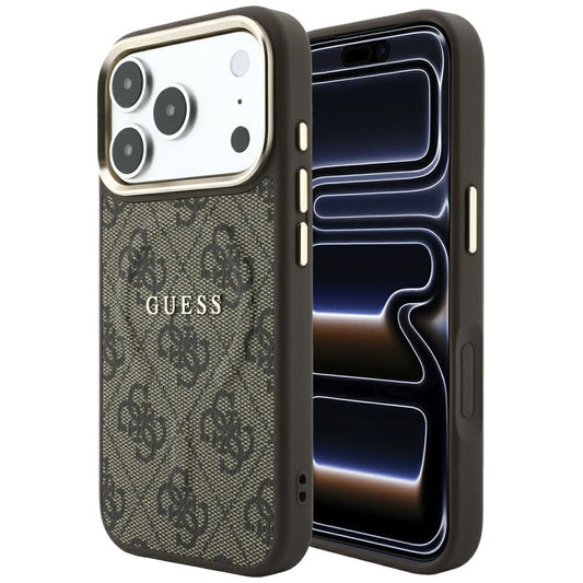 Etui MagSafe do Apple iPhone 18 Pro Max / 17 Pro Max, Guess, 4G Embossed Classic, Brązowe