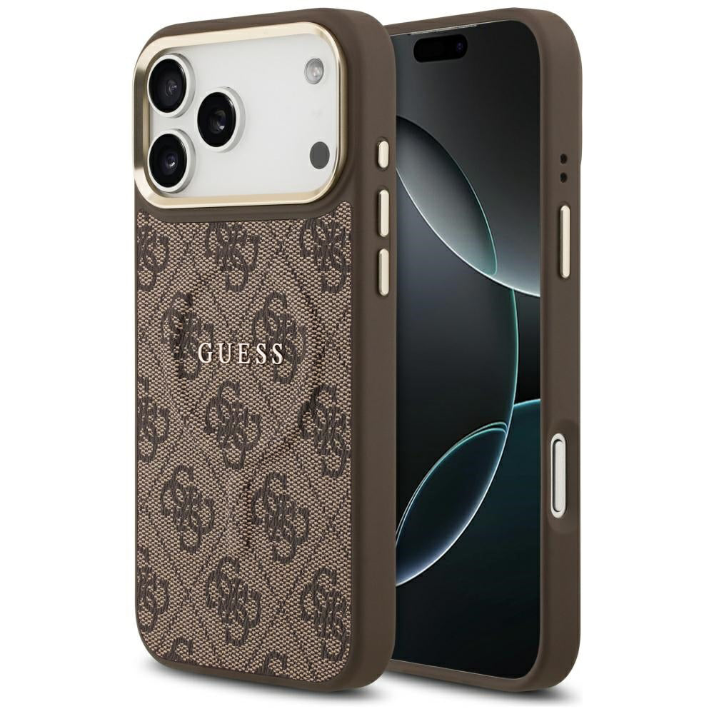 Etui MagSafe do Apple iPhone 18 Pro Max / 17 Pro Max, Guess, 4G Embossed Ring Classic Logo, Brązowe