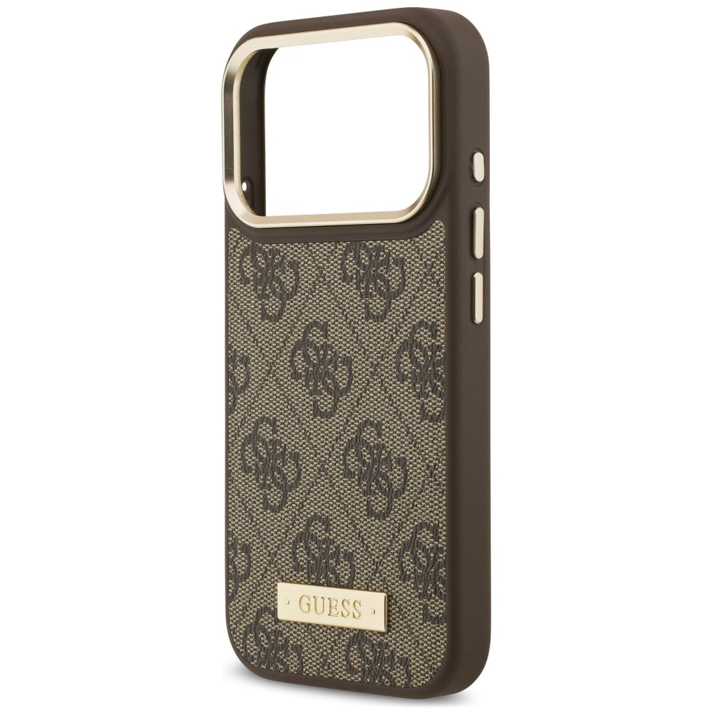 Etui MagSafe do Apple iPhone 18 Pro Max / 17 Pro Max, Guess, 4G Logo Plate, brązowy