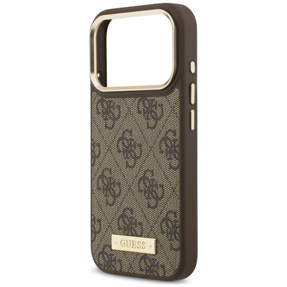 Etui MagSafe do Apple iPhone 18 Pro Max / 17 Pro Max, Guess, 4G Logo Plate, brązowy