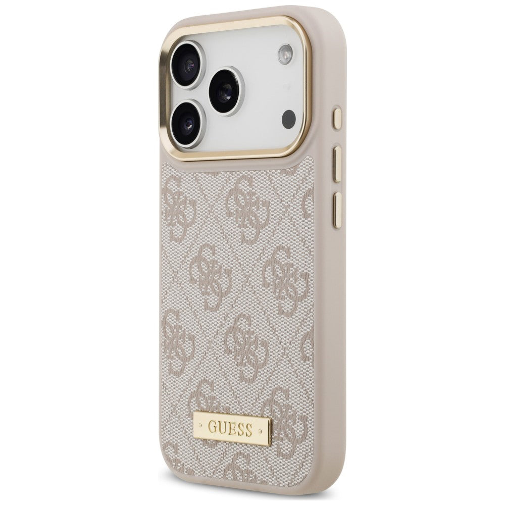 MagSafe Case for Apple iPhone 18 Pro Max / 17 Pro Max, Guess, 4G Logo Plate, Pink