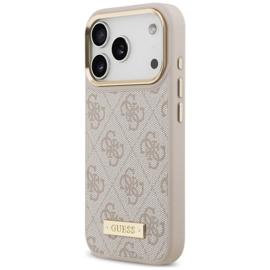 Etui MagSafe do Apple iPhone 18 Pro Max / 17 Pro Max, Guess, 4G Logo Plate, różowy