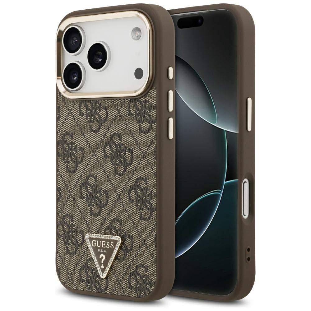 Etui MagSafe do Apple iPhone 18 Pro Max / 17 Pro Max, Guess, 4G Triangle Logo, Brązowe