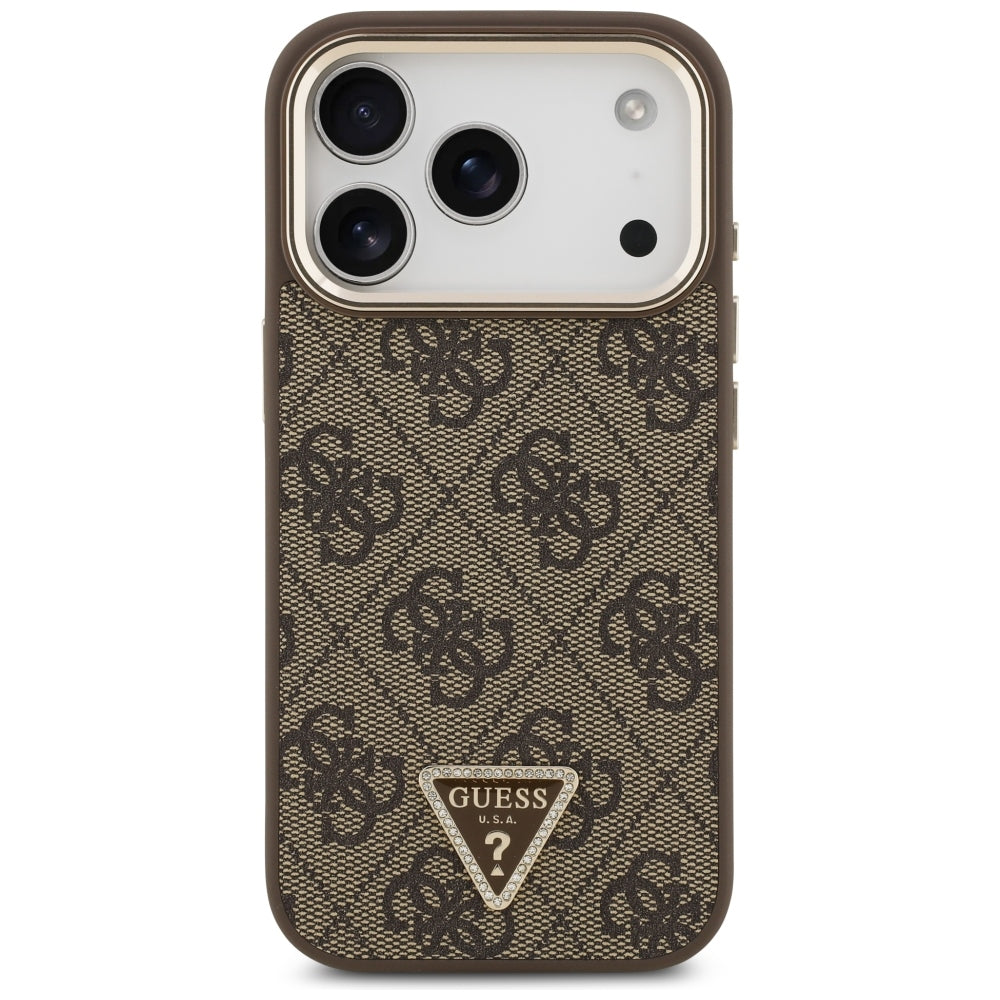 Etui MagSafe do Apple iPhone 18 Pro Max / 17 Pro Max, Guess, 4G Triangle Logo, Brązowe