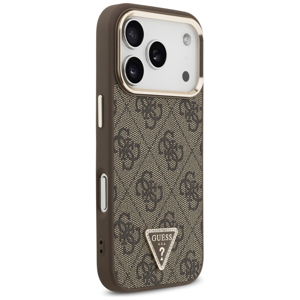 Etui MagSafe do Apple iPhone 18 Pro Max / 17 Pro Max, Guess, 4G Triangle Logo, Brązowe