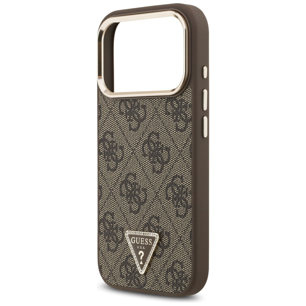 Etui MagSafe do Apple iPhone 18 Pro Max / 17 Pro Max, Guess, 4G Triangle Logo, Brązowe