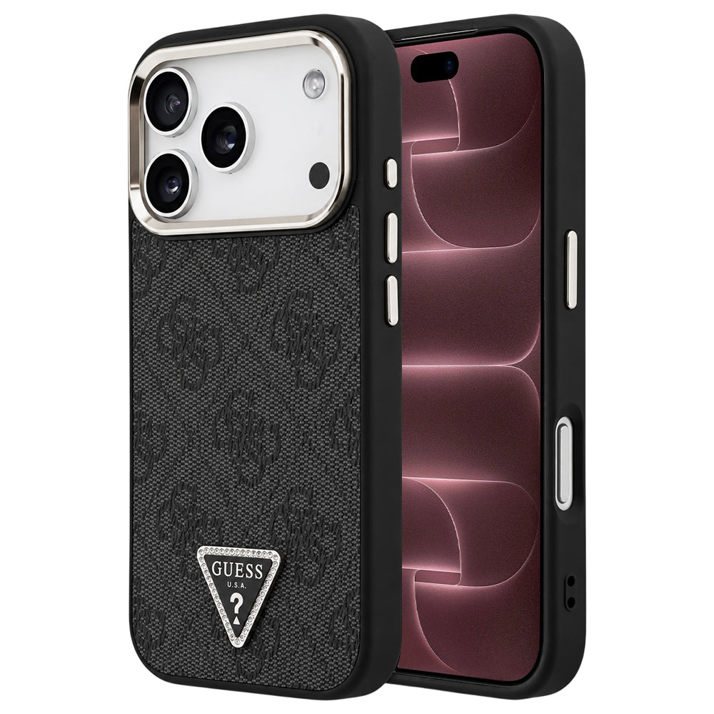 Etui MagSafe do Apple iPhone 18 Pro Max / 17 Pro Max, Guess, 4G Triangle Logo, czarno-złote