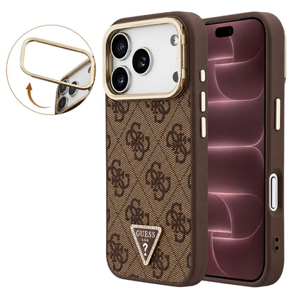 Etui MagSafe do Apple iPhone 18 Pro Max / 17 Pro Max, Guess, 4G Triangle Logo & Stand Camera, brązowy