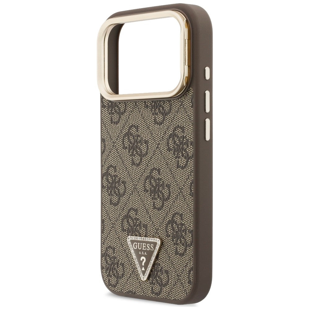 Etui MagSafe do Apple iPhone 18 Pro Max / 17 Pro Max, Guess, 4G Triangle Logo & Stand Camera, brązowy