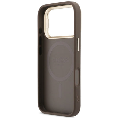 Etui MagSafe do Apple iPhone 18 Pro Max / 17 Pro Max, Guess, 4G Triangle Logo & Stand Camera, brązowy