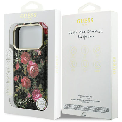 Etui MagSafe do Apple iPhone 18 Pro Max / 17 Pro Max, Guess, Blossom Roses Print, czarne