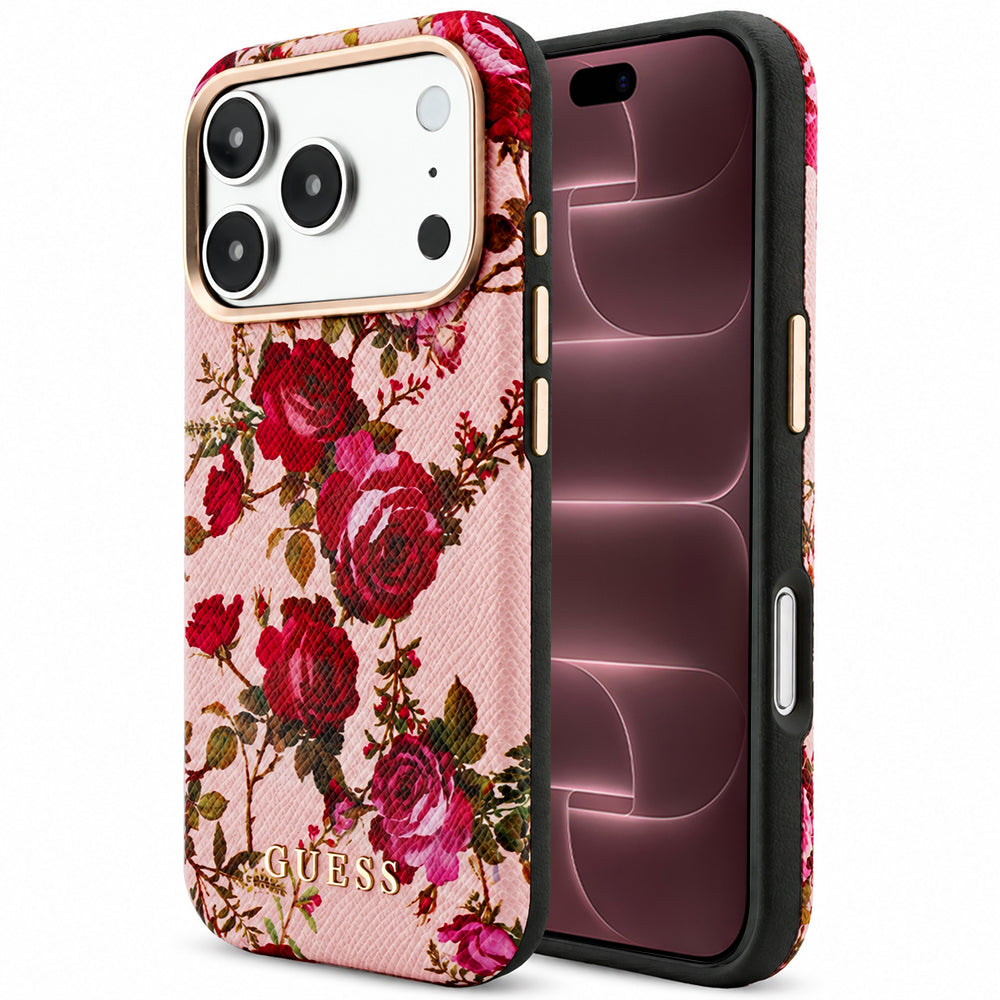 Etui MagSafe do Apple iPhone 18 Pro Max / 17 Pro Max, Guess, Blossom Roses Print, różowy
