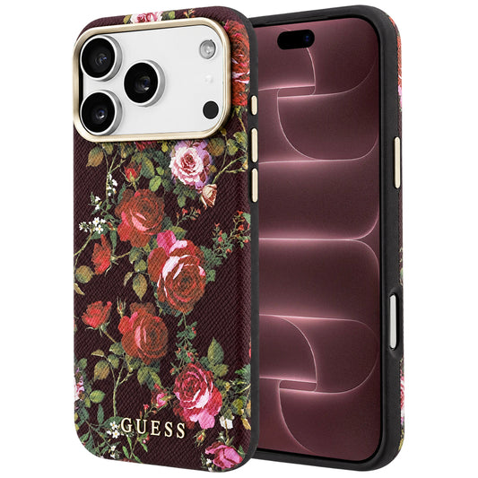 Etui MagSafe do Apple iPhone 18 Pro Max / 17 Pro Max, Guess, Blossom Roses Print, bordowe