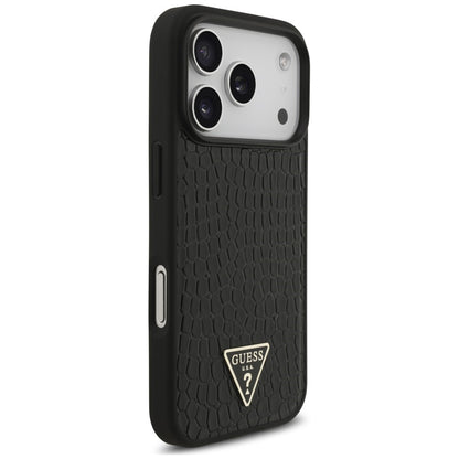 Etui MagSafe do Apple iPhone 18 Pro Max / 17 Pro Max, Guess, Croco Triangle Logo, czarne