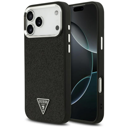 Etui MagSafe do Apple iPhone 18 Pro Max / 17 Pro Max, Guess, Logo Trójkąt z Brokatem, Czarna