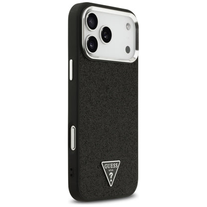 Etui MagSafe do Apple iPhone 18 Pro Max / 17 Pro Max, Guess, Logo Trójkąt z Brokatem, Czarna