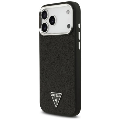 Etui MagSafe do Apple iPhone 18 Pro Max / 17 Pro Max, Guess, Logo Trójkąt z Brokatem, Czarna