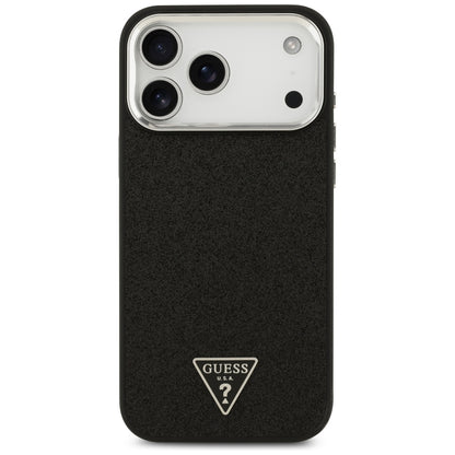 Etui MagSafe do Apple iPhone 18 Pro Max / 17 Pro Max, Guess, Logo Trójkąt z Brokatem, Czarna