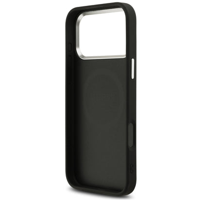 Etui MagSafe do Apple iPhone 18 Pro Max / 17 Pro Max, Guess, Logo Trójkąt z Brokatem, Czarna