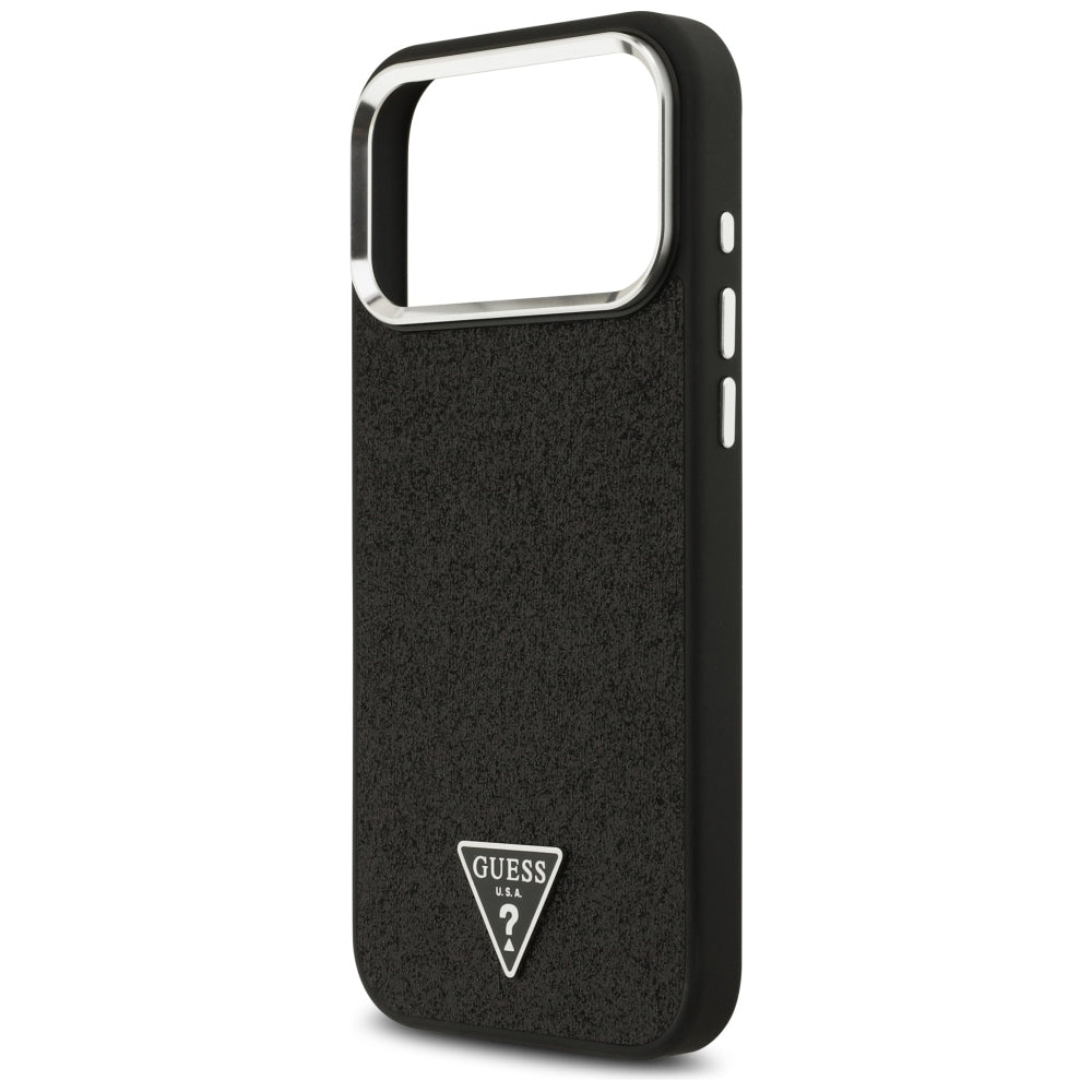Etui MagSafe do Apple iPhone 18 Pro Max / 17 Pro Max, Guess, Logo Trójkąt z Brokatem, Czarna