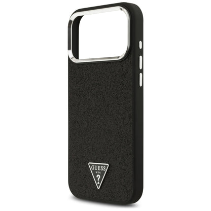 Etui MagSafe do Apple iPhone 18 Pro Max / 17 Pro Max, Guess, Logo Trójkąt z Brokatem, Czarna