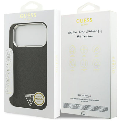 Etui MagSafe do Apple iPhone 18 Pro Max / 17 Pro Max, Guess, Logo Trójkąt z Brokatem, Czarna